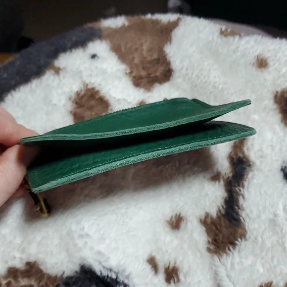 Portland Leather Zip-Zap Duo Leather Wallet Dual Zipper Closures Green Pebbled - Picture 10 of 14